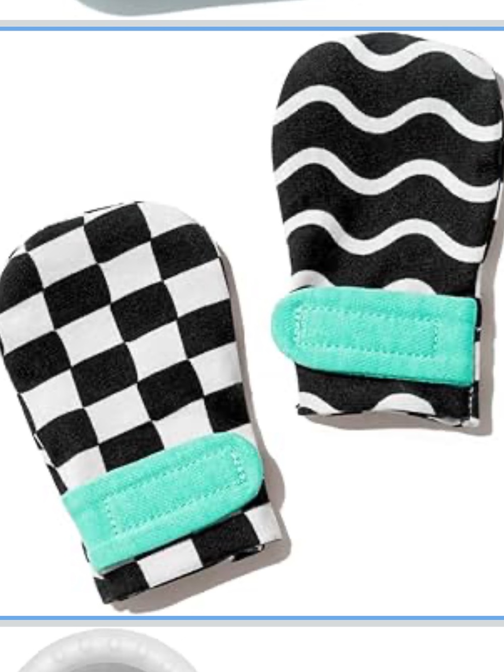 Kids Learning Sensory Mitts in Black & Mint - Soft Grip Educational Toy